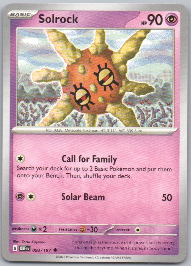 Solrock 093 Normal Psychic Card - Obsidian Flames