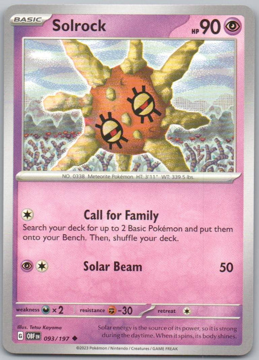Solrock 093 Normal Psychic Card - Obsidian Flames