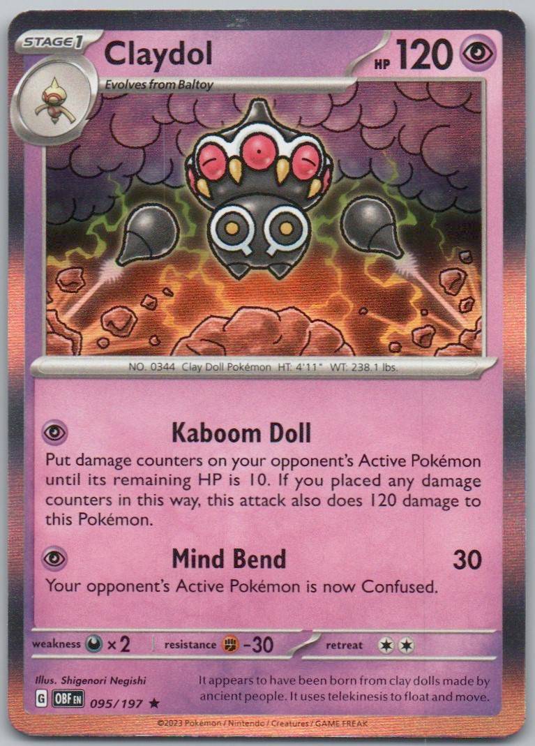Claydol 095 Holo Psychic Card - Obsidian Flames
