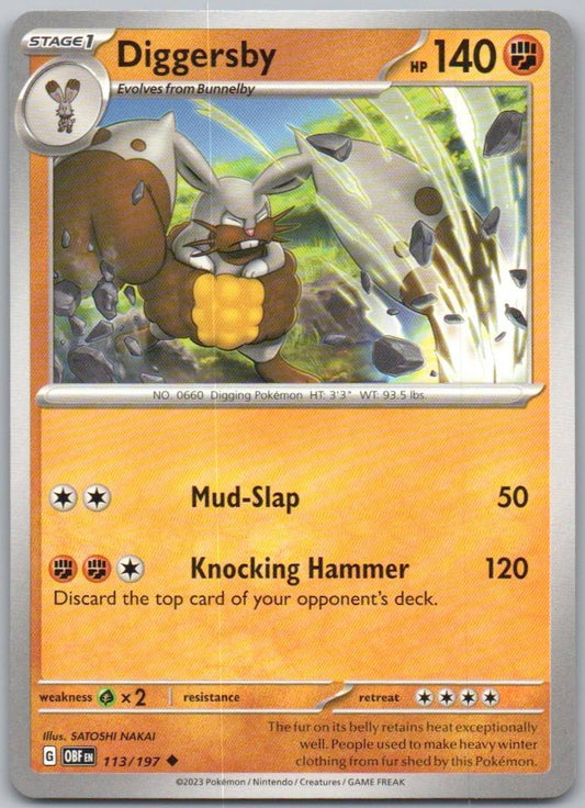 Diggersby 113 Normal Fighting Card - Obsidian Flames