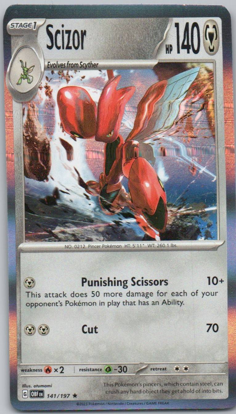 Scizor 141 Holo Steel Card - Obsidian Flames