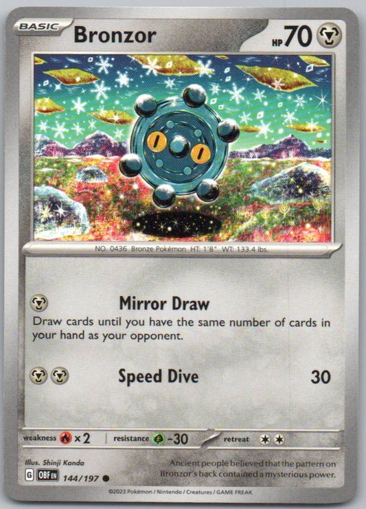 Bronzor 144 Normal Steel Card - Obsidian Flames