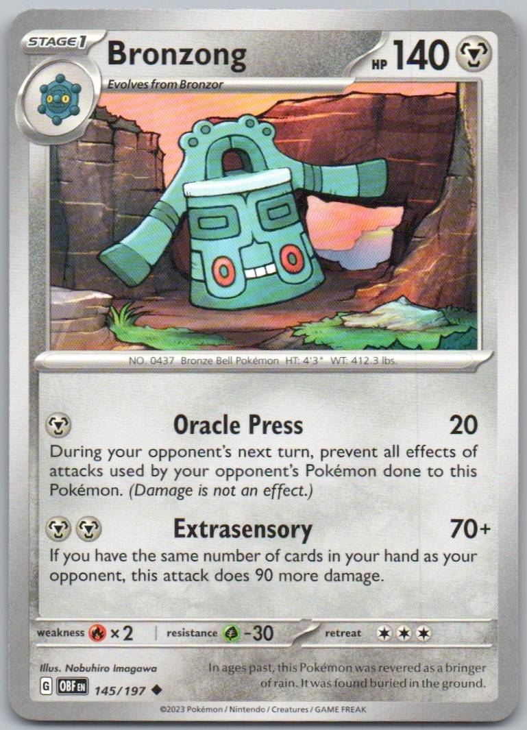 Bronzong 145 Normal Steel Card - Obsidian Flames