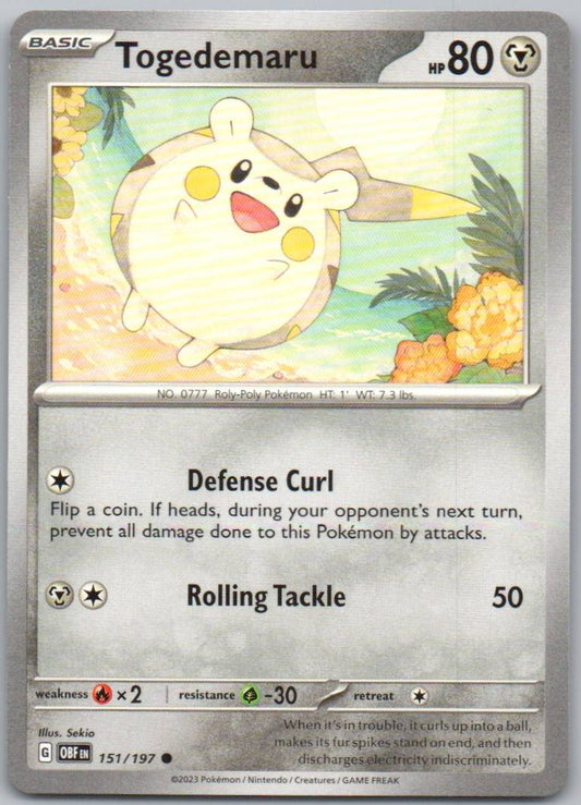 Togedemaru 151 Normal Steel Card - Obsidian Flames