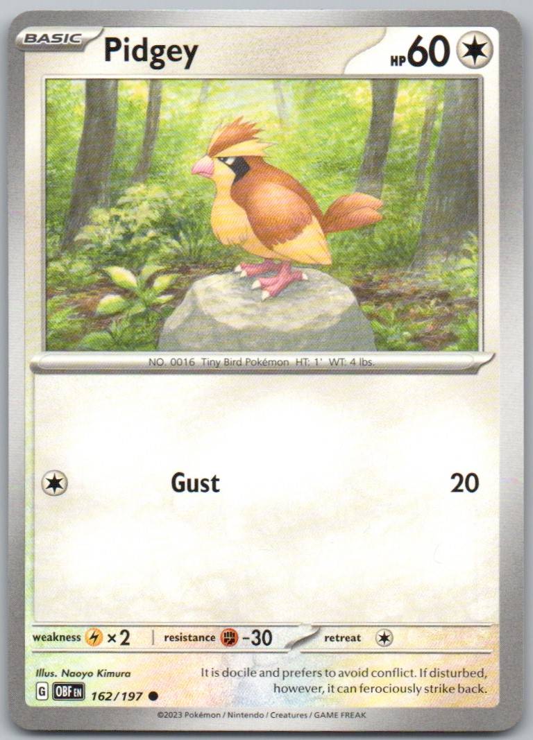 Pidgey 162 Normal Colorless Card - Obsidian Flames
