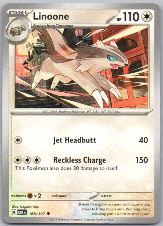 Linoone 168 Normal Colorless Card - Obsidian Flames