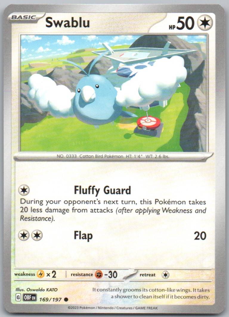 Swablu 169 Normal Colorless Card - Obsidian Flames