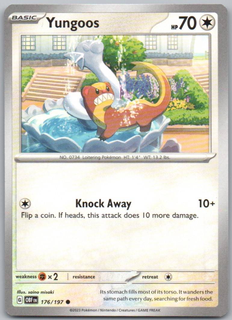 Yungoos 176 Normal Colorless Card - Obsidian Flames