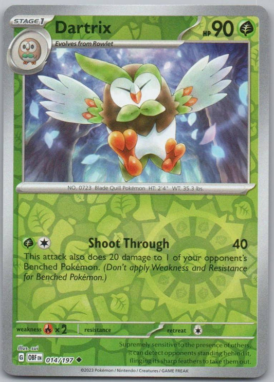 Dartix 014 Reverse Holo Grass Card - Obsidian Flames
