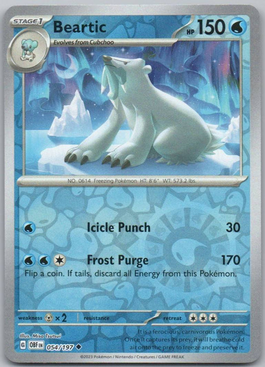 Beartic 054 Reverse Holo Water Card - Obsidian Flames
