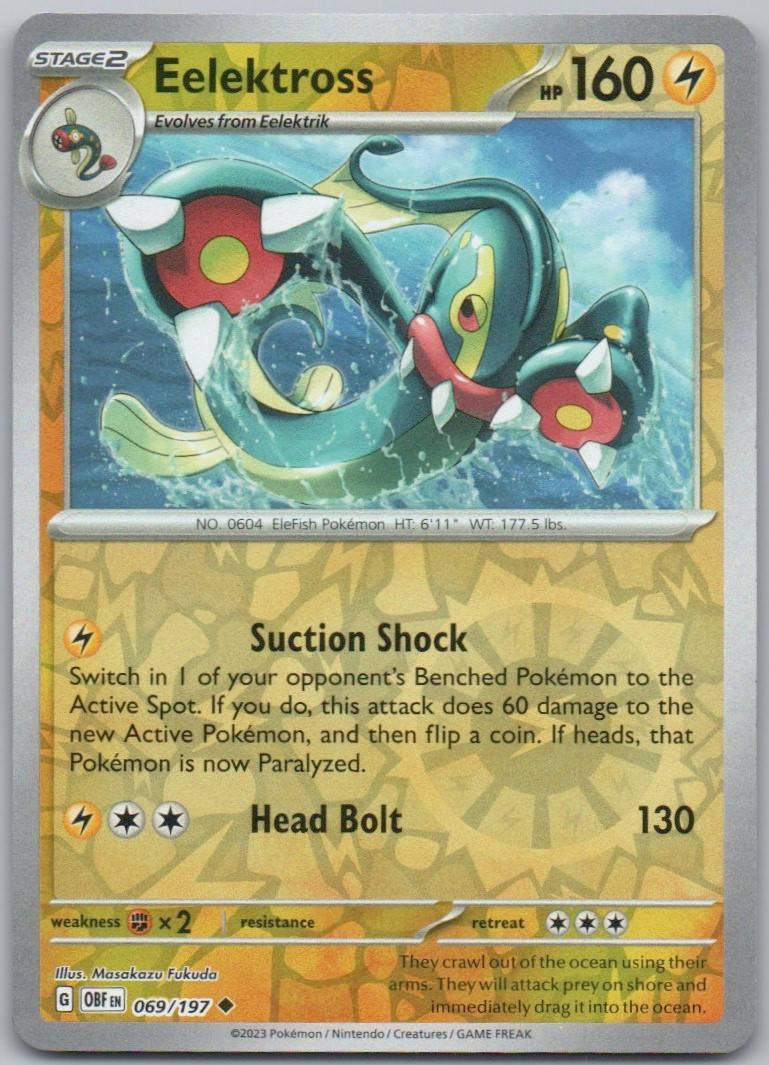 Eelektross 069 Reverse Holo Lightning Card - Obsidian Flames