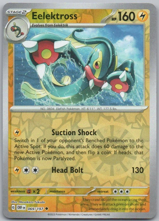 Eelektross 069 Reverse Holo Lightning Card - Obsidian Flames