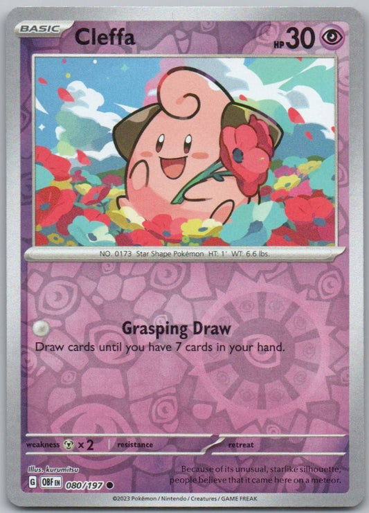 Cleffa 080 Reverse Holo Psychic Card - Obsidian Flames