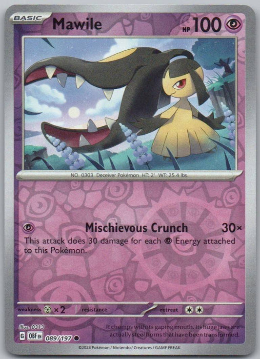 Mawile 089 Reverse Holo Psychic Card - Obsidian Flames