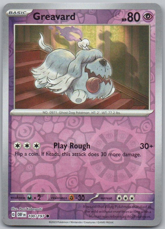 Greavard 100 Reverse Holo Psychic Card - Obsidian Flames