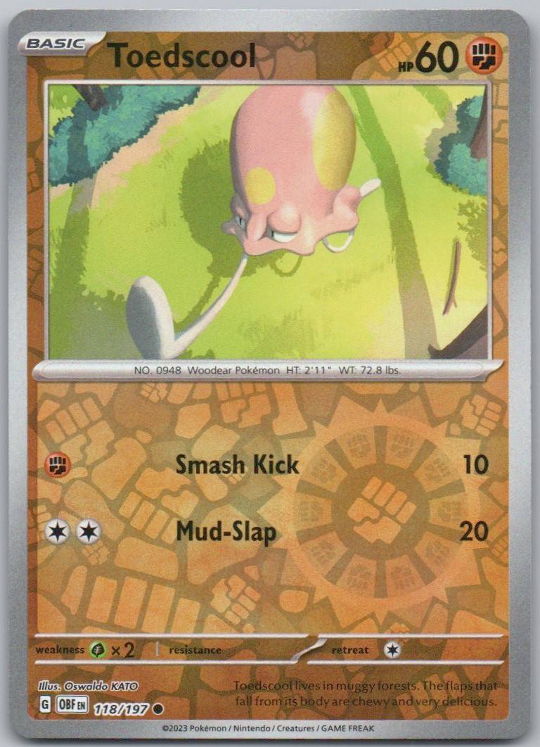 Toedscool 118 Reverse Holo Fighting Card - Obsidian Flames