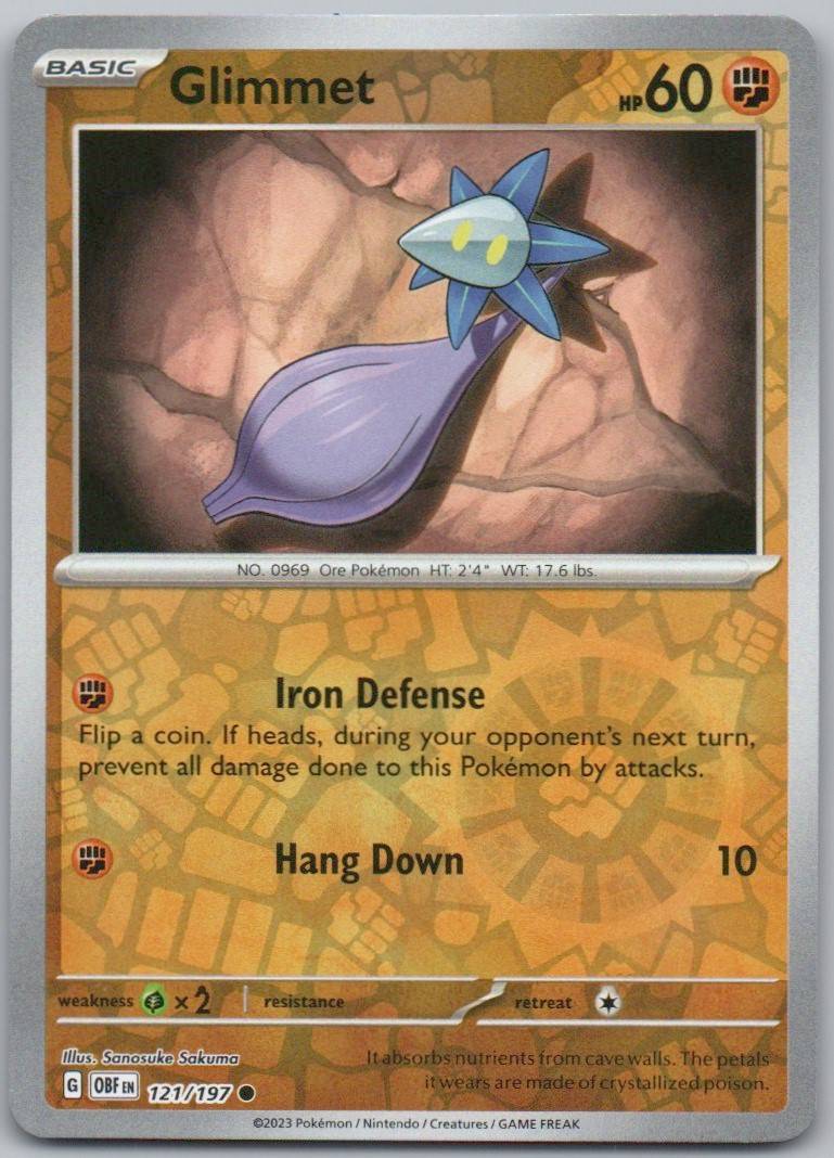 Glimmet 121 Reverse Holo Fighting Card - Obsidian Flames
