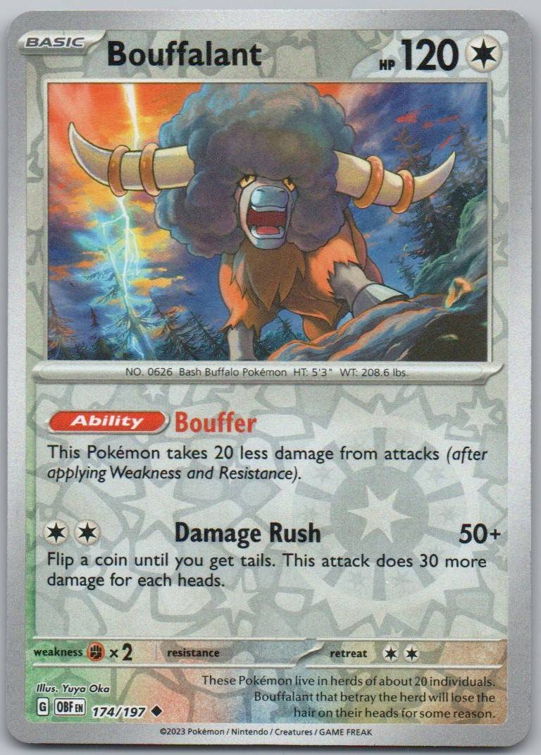 Bouffalant 174 Reverse Holo Colorless Card - Obsidian Flames