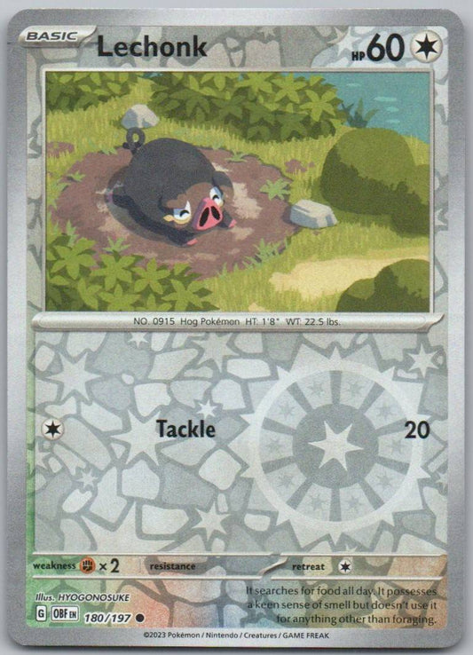 Lechonk 180 Reverse Holo Colorless Card - Obsidian Flames