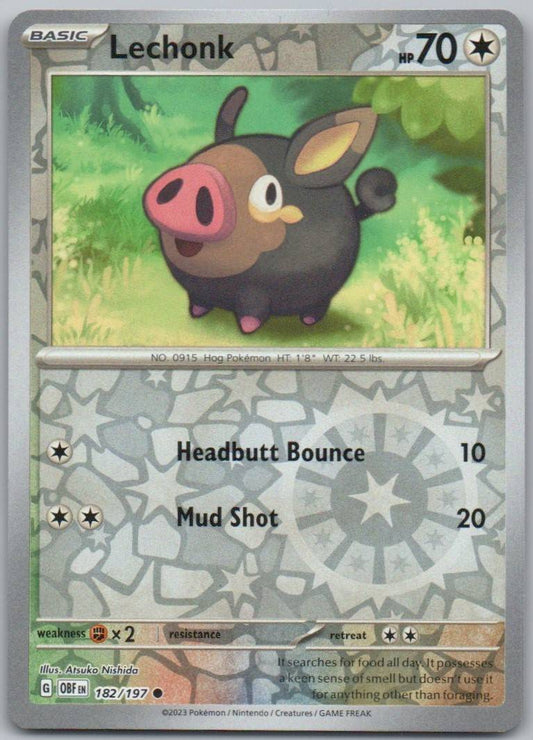 Lechonk 182 Reverse Holo Colorless Card - Obsidian Flames