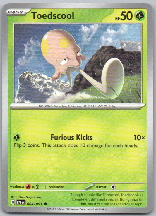 Toedscool 004 Normal Grass Card - Paldean Fates