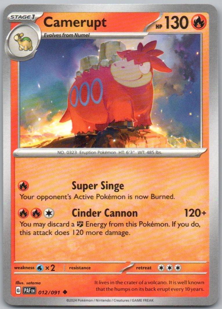 Camerupt 012 Normal Fire Card - Paldean Fates