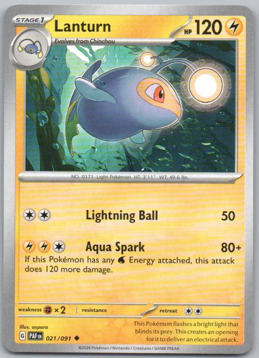 Lanturn 021 Normal Lightning Card - Paldean Fates