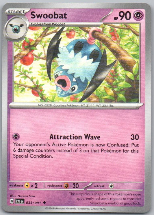 Swoobat 033 Normal Psychic Card - Paldean Fates