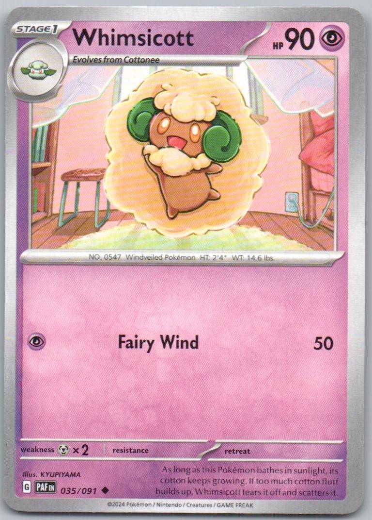 Whimsicott 035 Normal Psychic Card - Paldean Fates