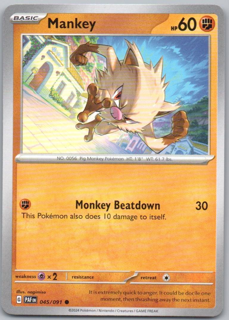 Mankey 045 Normal Fighting Card - Paldean Fates