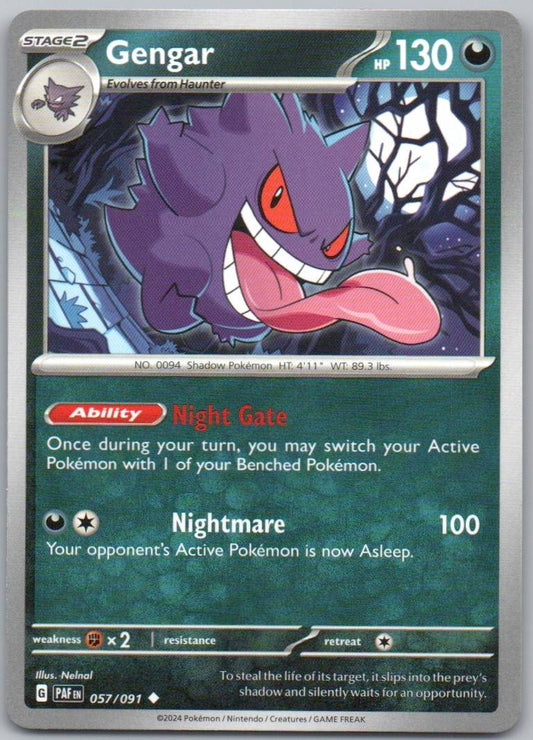 Gengar 057 Normal Darkness Card - Paldean Fates