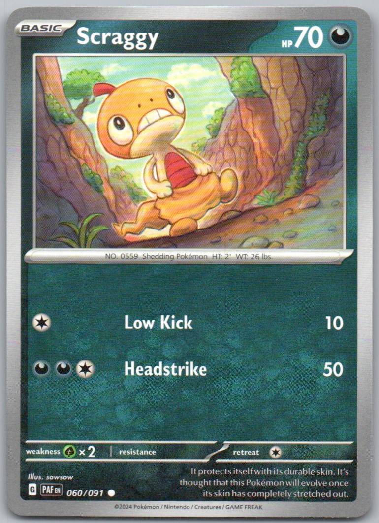 Scraggy 060 Normal Darkness Card - Paldean Fates