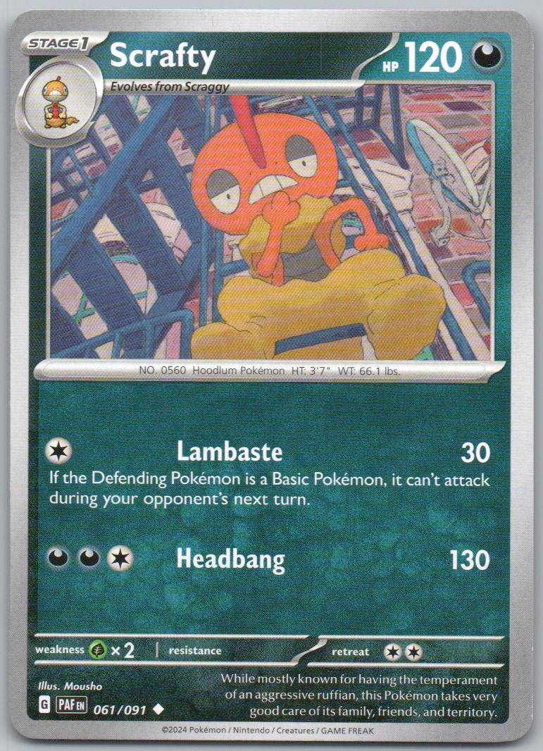 Scrafty 061 Normal Darkness Card - Paldean Fates