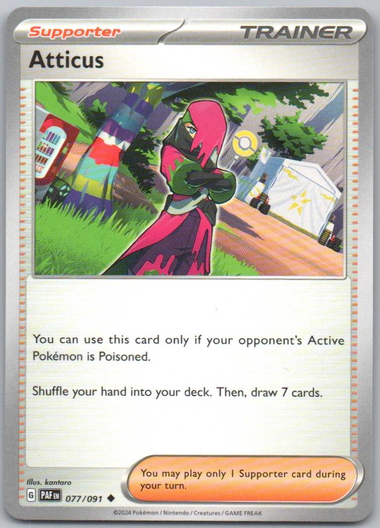 Atticus 077 Normal Trainer Card - Paldean Fates