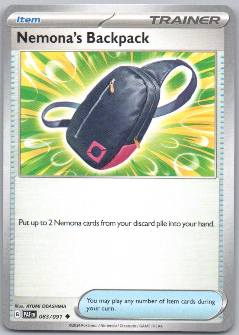 Nemona's Backpack 083 Normal Trainer Card - Paldean Fates