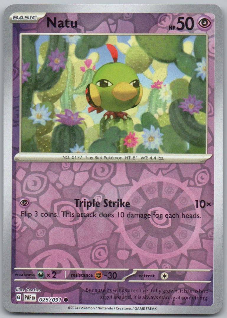 Natu 025 Reverse Holo Psychic Card - Paldean Fates