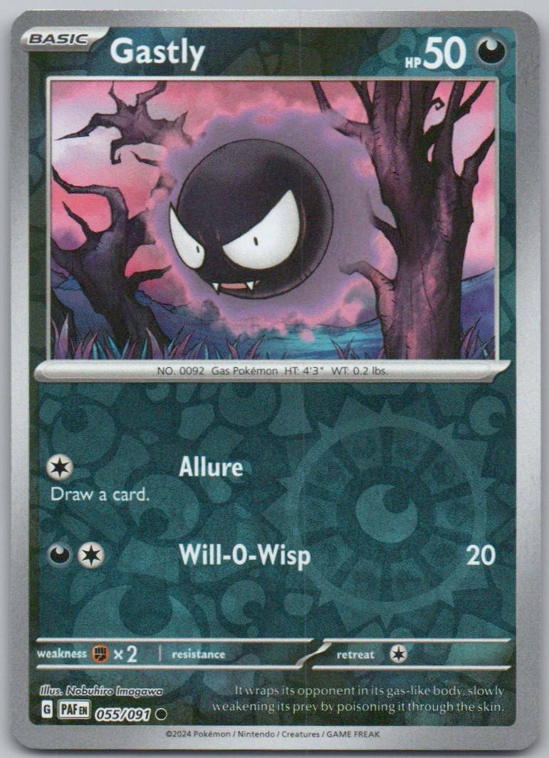 Gastly 055 Reverse Holo Darkness Card - Paldean Fates