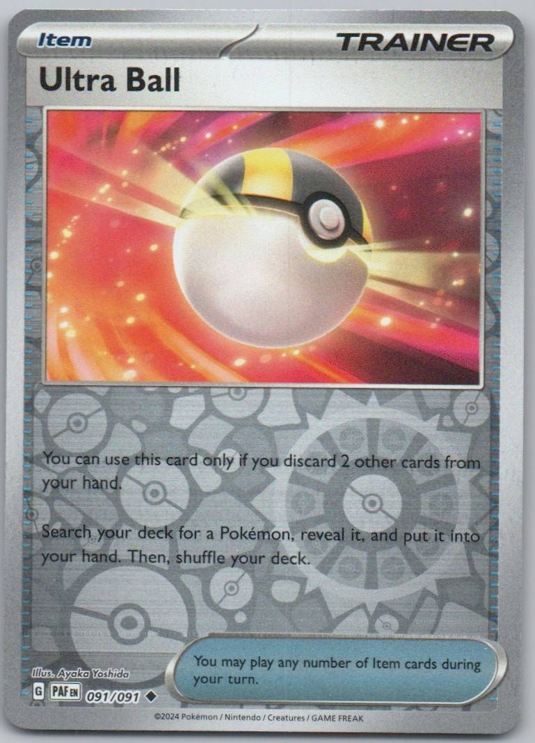 Ultra Ball 091 Reverse Holo Trainer Card - Paldean Fates