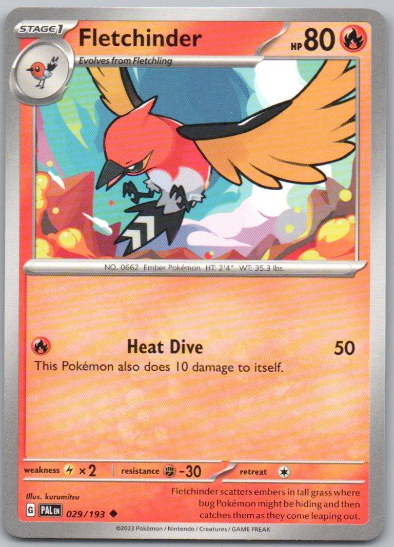 Fletchinder 029 Normal Fire Card - Paldea Evolved