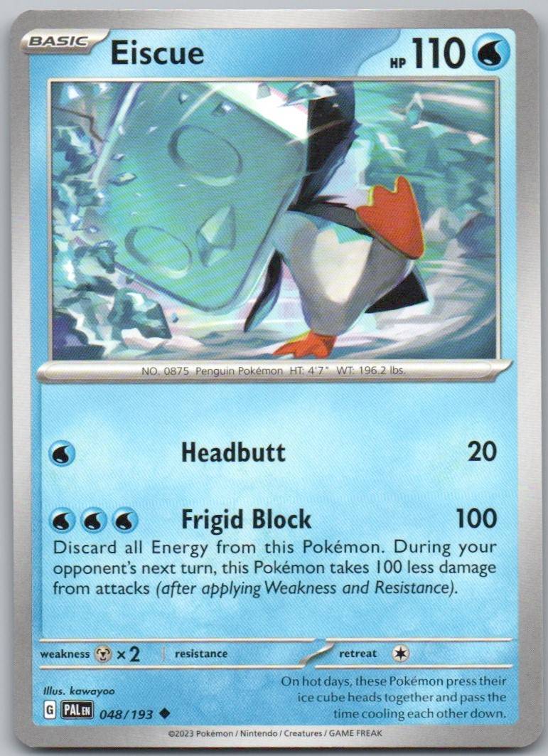Eiscue 048 Normal Water Card - Paldea Evolved