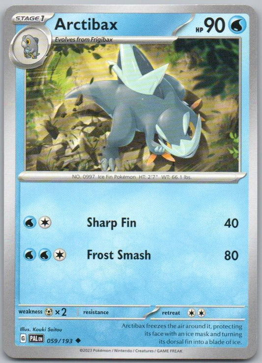 Arctibax 059 Normal Water Card - Paldea Evolved