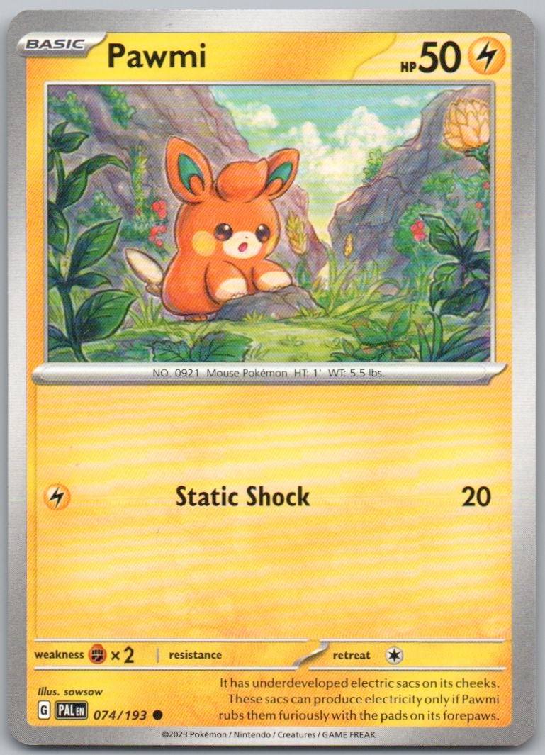 Pawmi 074 Normal Lightning Card - Paldea Evolved