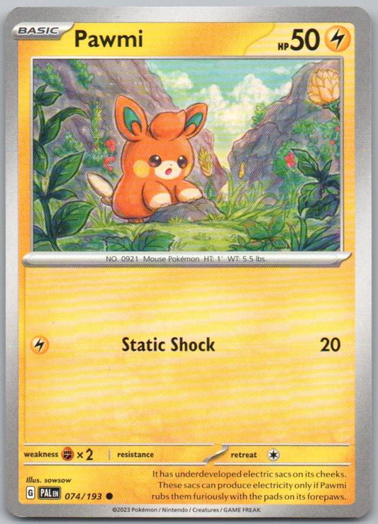 Pawmi 074 Normal Lightning Card - Paldea Evolved