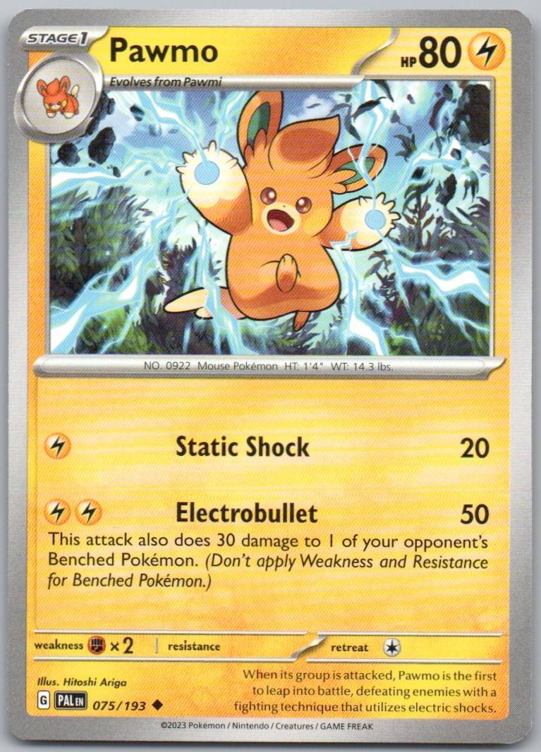 Pawmo 075 Normal Lightning Card - Paldea Evolved