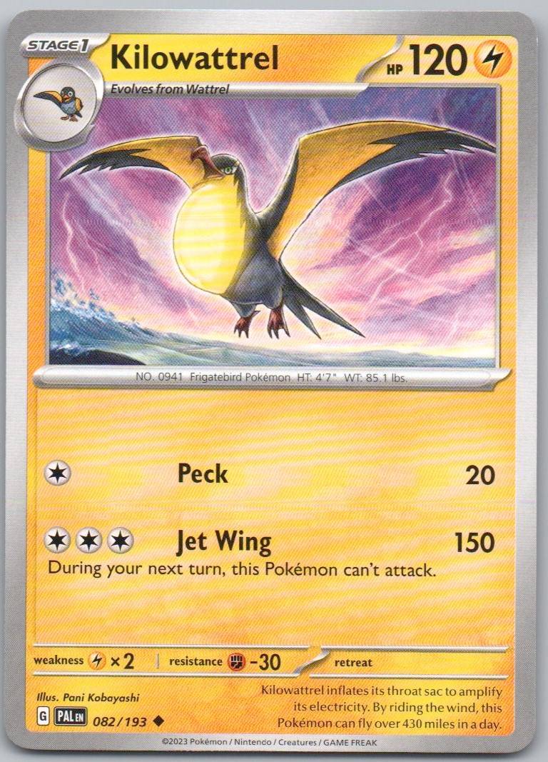 Kilowattrel 082 Normal Lightning Card - Paldea Evolved