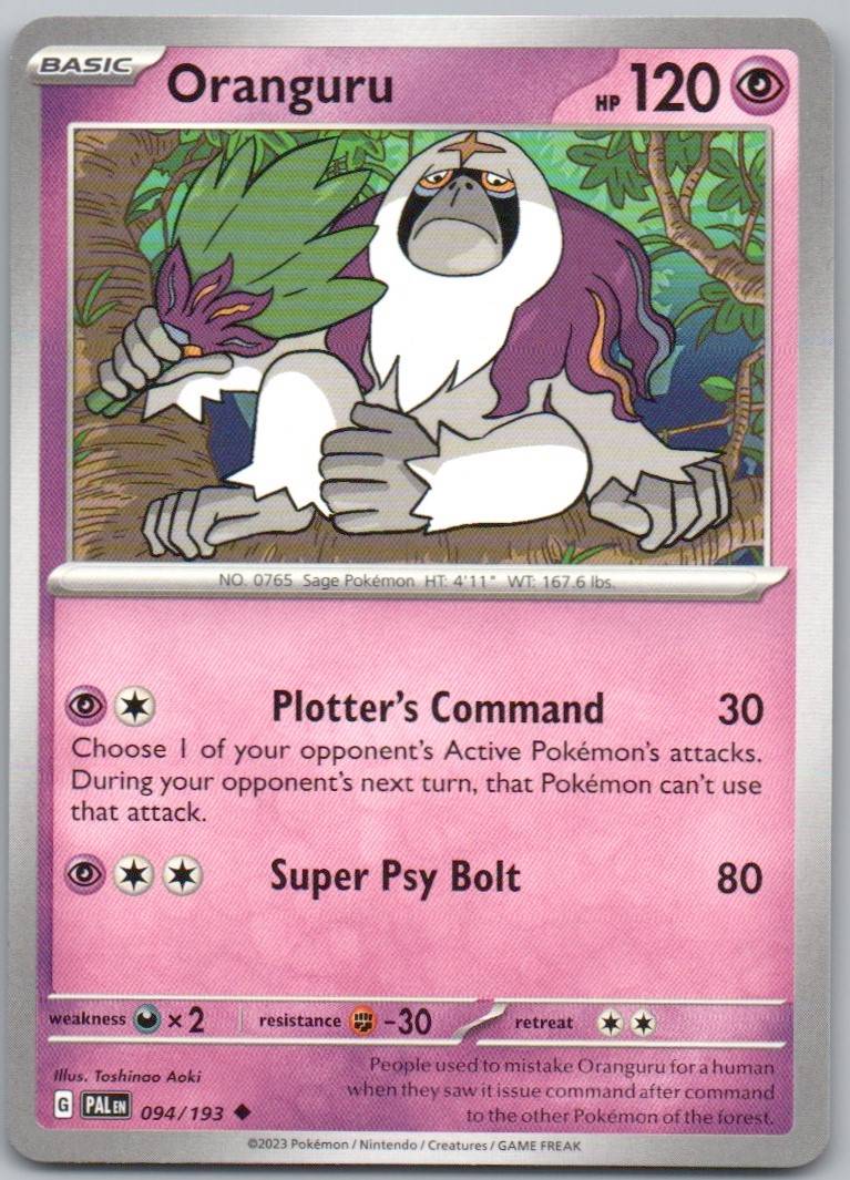 Oranguru 094 Normal Psychic Card - Paldea Evolved
