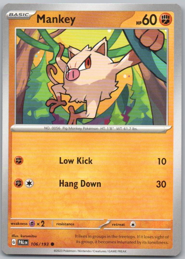 Mankey 106 Normal Fighting Card - Paldea Evolved