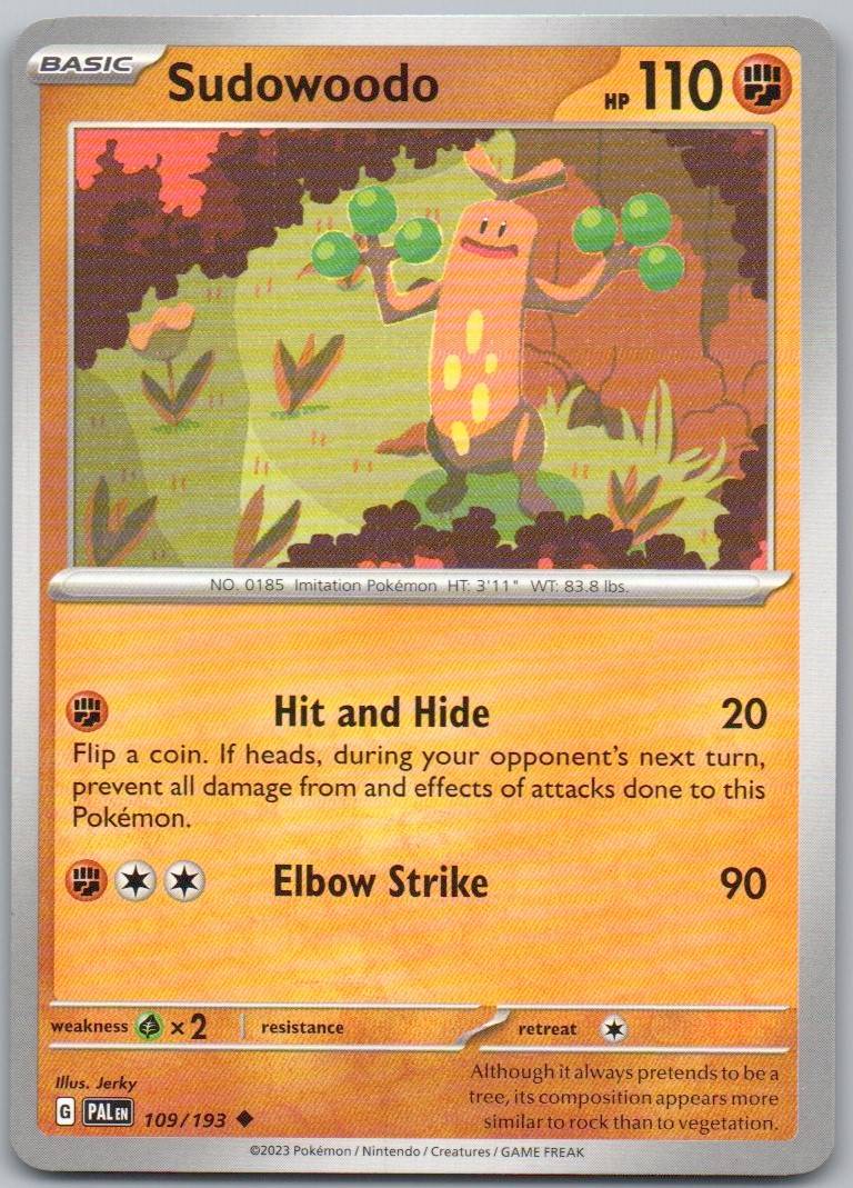 Sudowoodo 109 Normal Fighting Card - Paldea Evolved