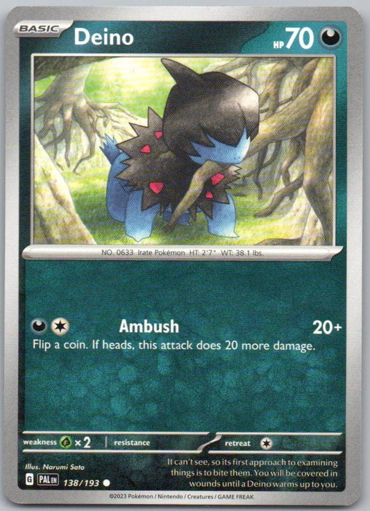 Deino 138 Normal Darkness Card - Paldea Evolved