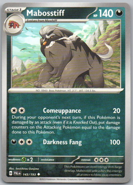 Mabosstiff 143 Normal Darkness Card - Paldea Evolved